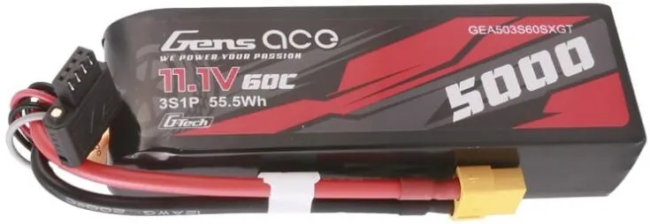 Gens ace G-Tech 5000mAh 11.1V 60C 3S1P Lipo de dimensiuni scurte cu mufă XT60