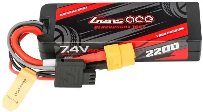 Lipo Gens ace G-Tech 2200mAh 7.4V 2S1P 60C GRP-76 Hardcase Baterie cu XT60 Plug