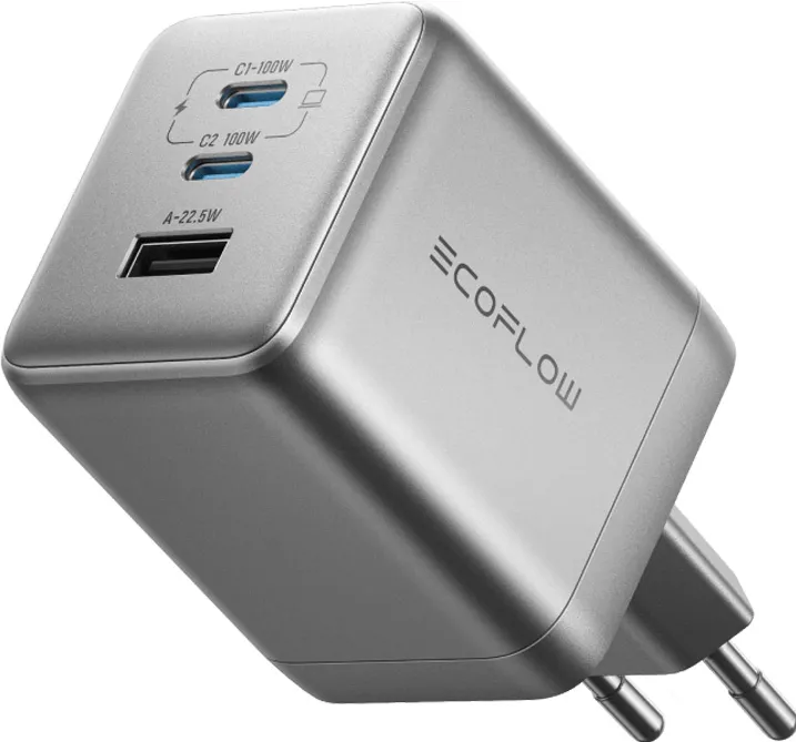 Încărcător de rețea EcoFlow RAPID Pro 100W, 2xUSB-C, 1xUSB-A, GaN