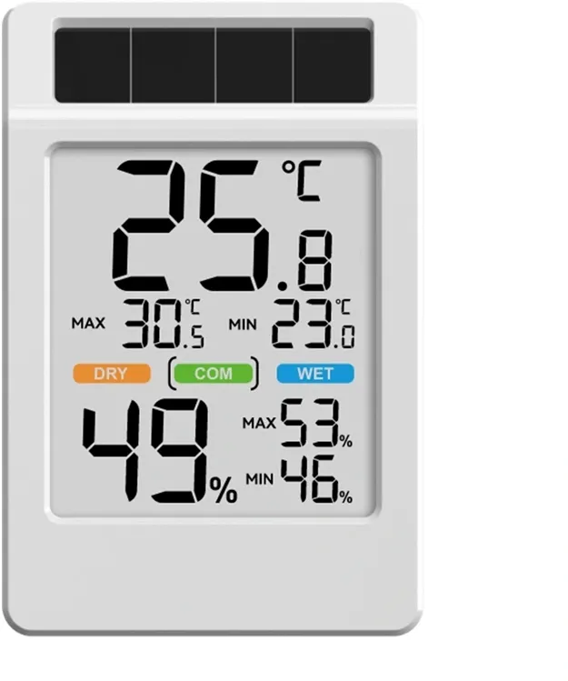 BALDRTHERM B0590TH-V6 Termohigrometru alimentat cu energie solară, cu ecran mare