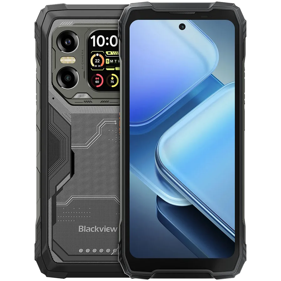 Blackview XPLORE 1X Rugged Phone 5G 6.78 inch FHD 2460x1080 120Hz + 2.01 inch 296x240 12/256Gb MT 7050 Octa-Core 2.4GHz 50MP Front 108+20MP Rear Cam Night vision WiFi6 NFC 10000mAh MIL-STD-810H Android 15 Black