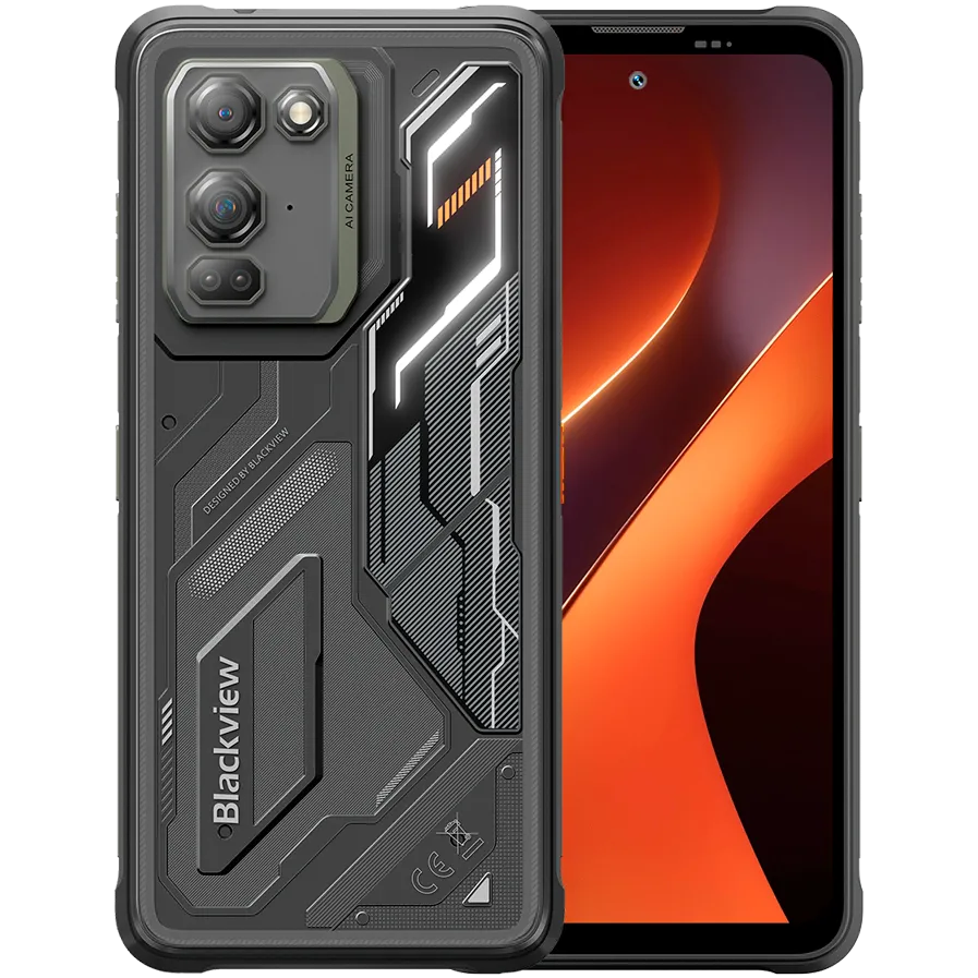 Blackview FORT200 LTE 6.78-inch FHD+ 2460x1080 120Hz 6+256GB MT Helio G100 Octa-Core 2.2GHz 50MP Front 108MP+13MP Rear NFC Night Vision cam+IR light MIL-STD-810H 5000mAh Wireless charging Fingerprint  Android 16 Phantom Black