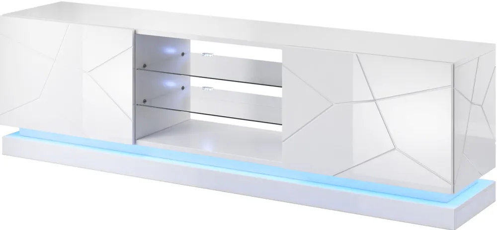 Cama TV cabinet QIU 200 MDF white gloss/white gloss