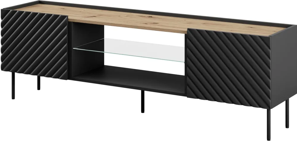 EF ONDA RTV cabinet 180x40x39-58 black (standing or wall mounted)