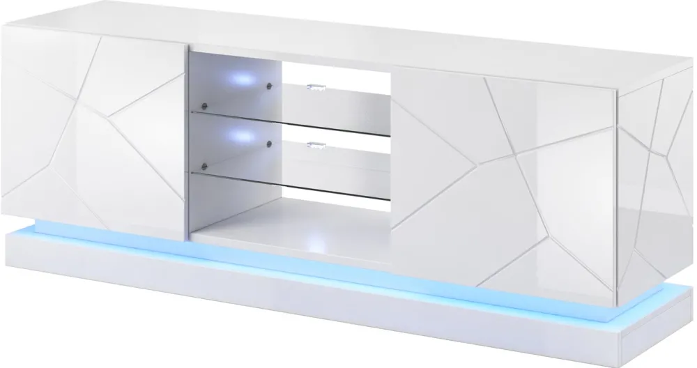 Cama TV cabinet QIU 160 MDF white gloss/white gloss