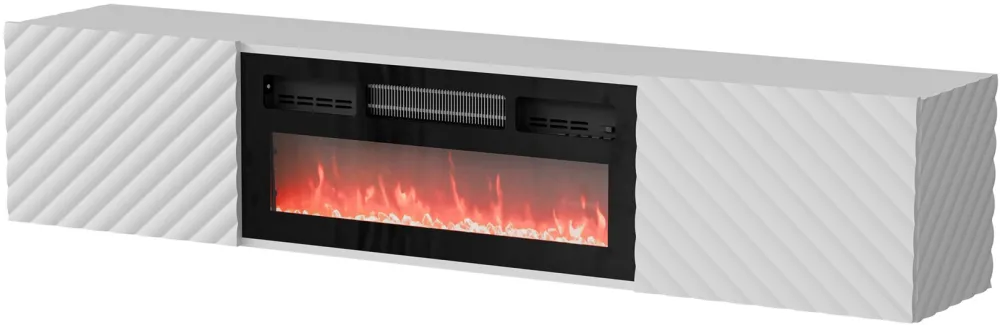 Cama RTV cabinet LARA 183x35x37 white matt + black fireplace