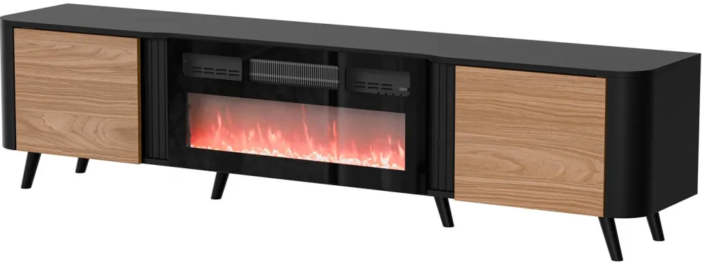 Cama Volare RTV cabinet 200 x 39 x 49 cm black/walnut + fireplace