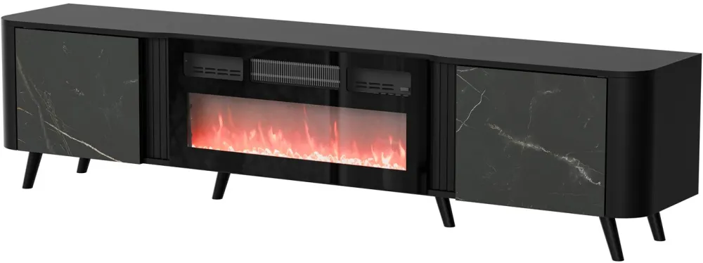 Cama RTV cabinet Volare 200 x 39 x 49 cm black/san sebastian + fireplace