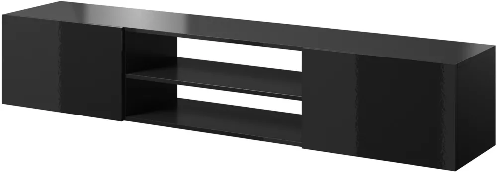 RTV cabinet SLIDE 200K 200x40x37 cm all in gloss black