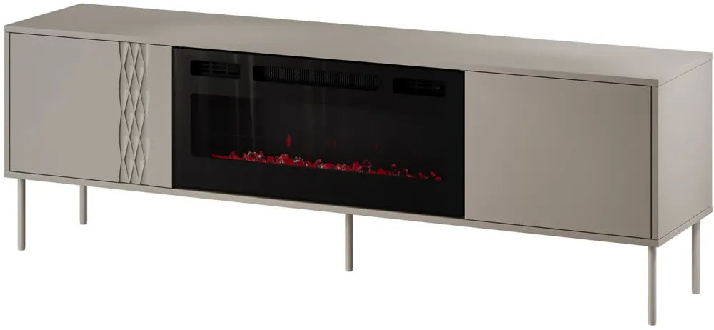 Cama RTV cabinet EF + fireplace black TRESSE 180x40x54.5 cashmere matt