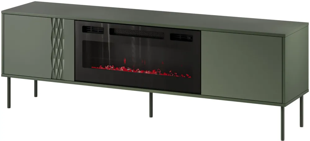 Cama RTV cabinet EF + fireplace black TRESSE 180x40x54.5 matte green