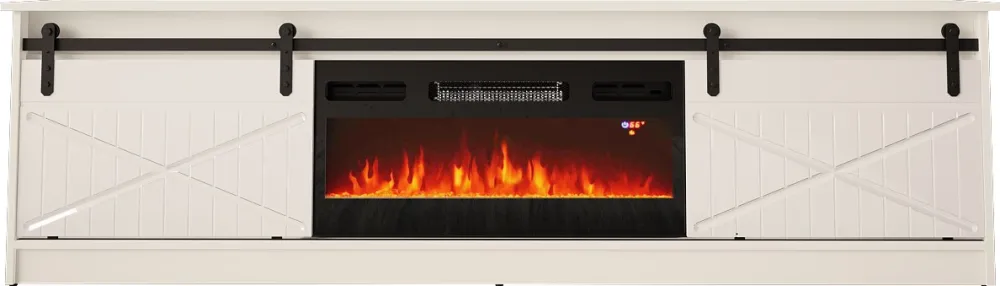 RTV GRANERO + fireplace cabinet 200x56.7x35 white/gloss white