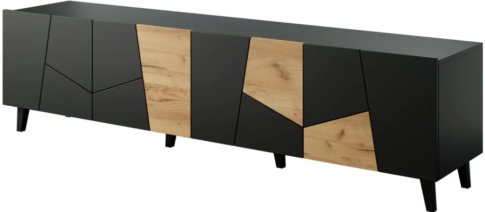 RTV cabinet ETNA 200x42x52 black matt + oak craft