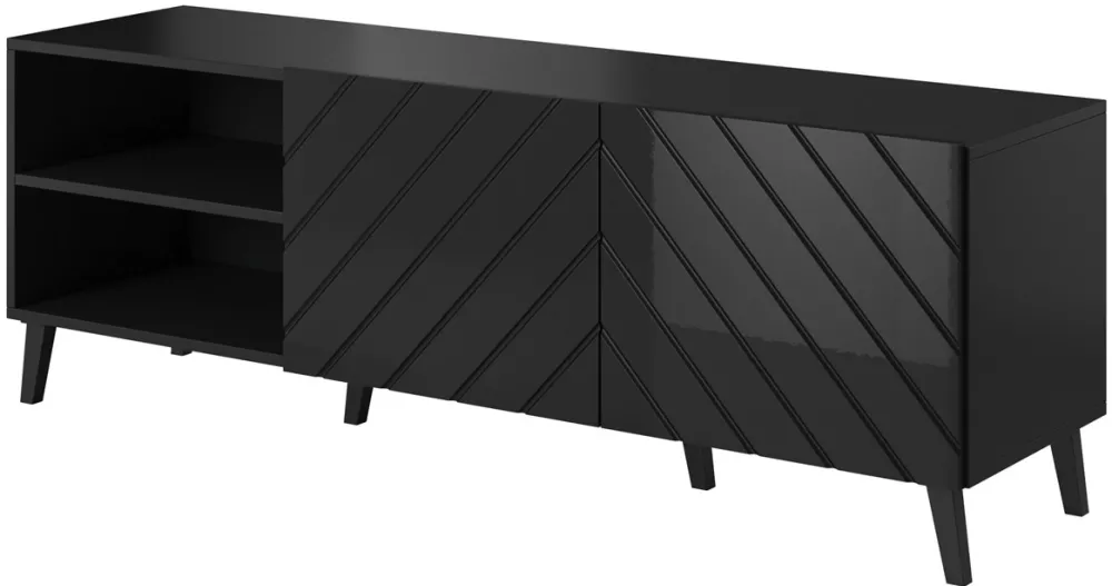 RTV cabinet ABETO 150x42x52 black glossy