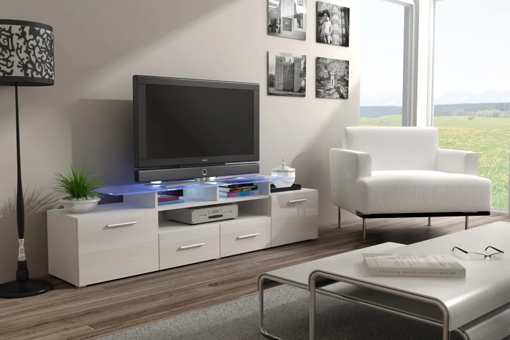 Cama TV stand EVORA 200 white/white gloss