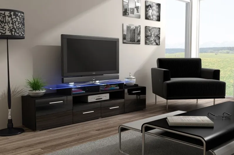 Cama TV stand EVORA 200 wenge/black gloss