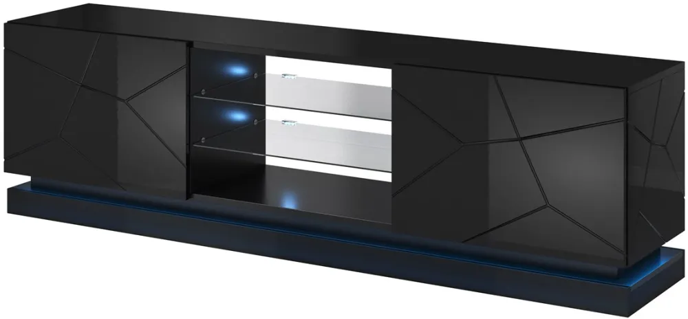Cama TV cabinet QIU 200 MDF black gloss/black gloss