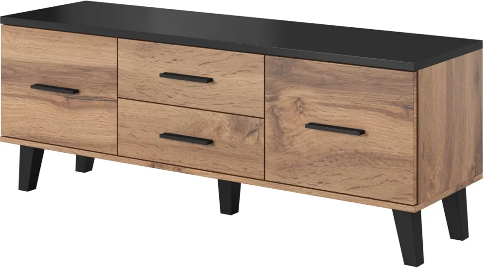 Cama RTV stand LOTTA 140cm wotan oak + matt black