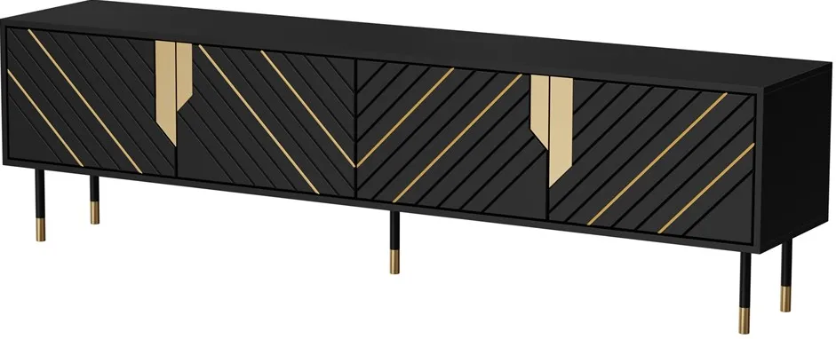 Cama 4D MOUNTAIN TV cabinet 204x40x55 black + gold