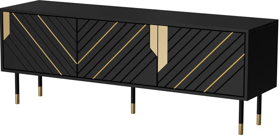Cama 3D MOUNTAIN TV cabinet 154x40x55 black + gold