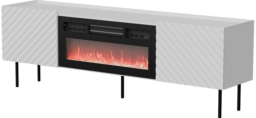 Cama LUCCA TV cabinet 180x40x59 white + black fireplace