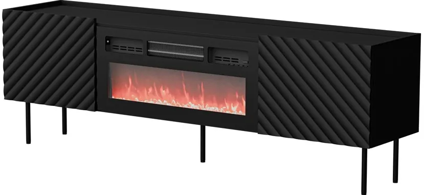 Cama LUCCA TV cabinet 180x40x59 black + black fireplace
