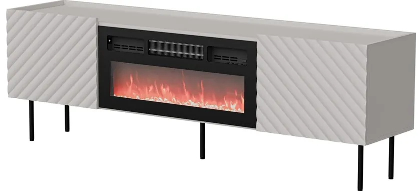 Cama LUCCA TV cabinet 180x40x59 cashmere + black fireplace