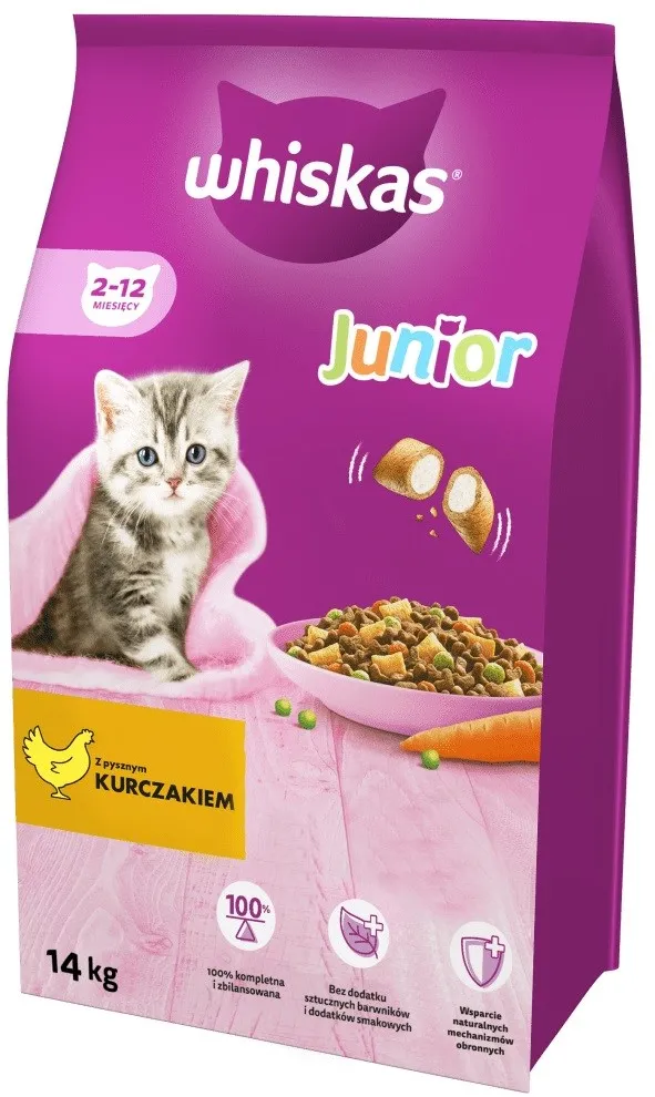 WHISKAS Junior with chicken - dry cat food - 14kg