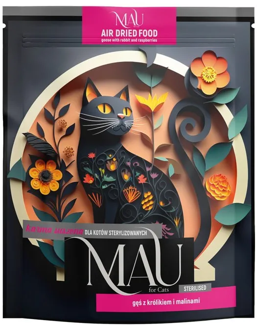 MAU Air dried Sterilised Goose with rabbit and raspberries - dry cat food - 700g