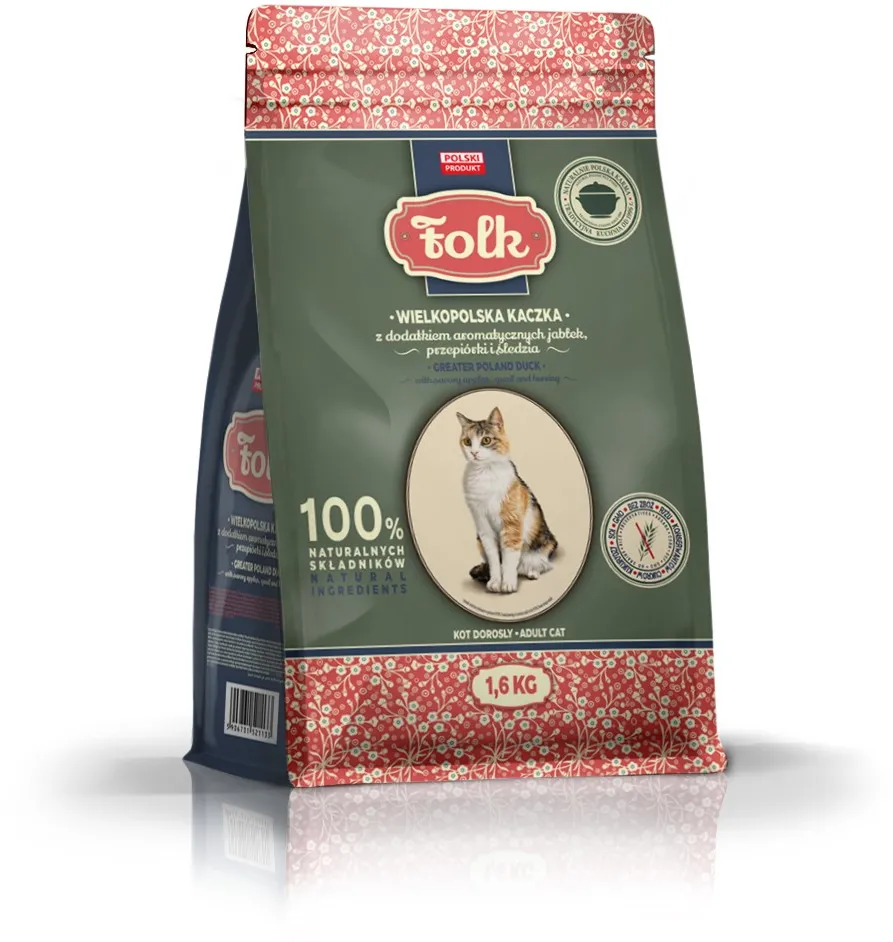 FOLK Greater Poland duck with apples, quail and herring - dry cat food - 1,6kg