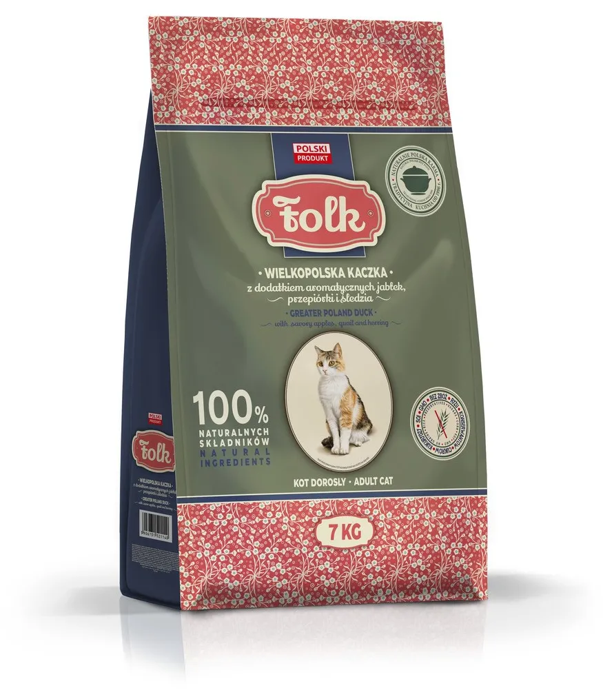 FOLK Greater poland–style duck with apples, quail & herring - dry cat food - 7kg