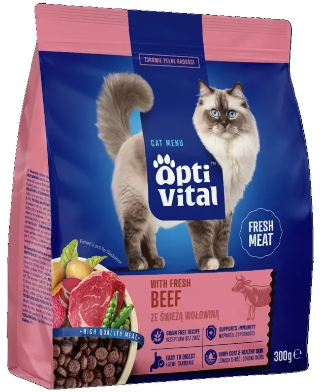 OPTIVITAL With fresh beef - dry cat food - 300g