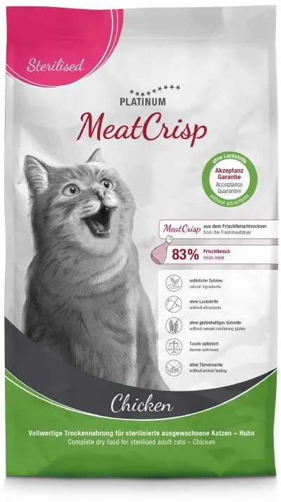 PLATINUM MeatCrisp Sterilised Chicken - dry cat food - 1,5kg