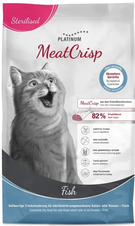PLATINUM MeatCrisp Sterilised Fish - dry cat food - 3kg