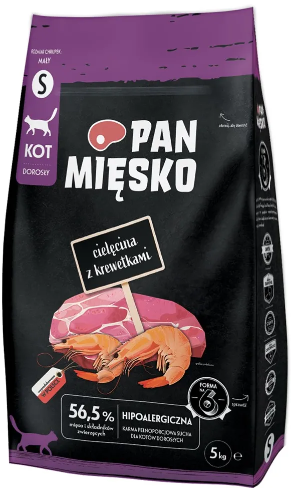 PAN MIĘSKO Veal with Shrimps Small - dry cat food - 5 kg