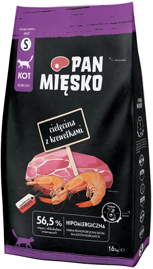 PAN MIĘSKO Veal with shrimps S - dry cat food - 1,6kg