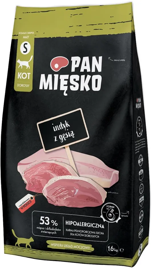PAN MIĘSKO Turkey with goose S - dry cat food - 1,6kg