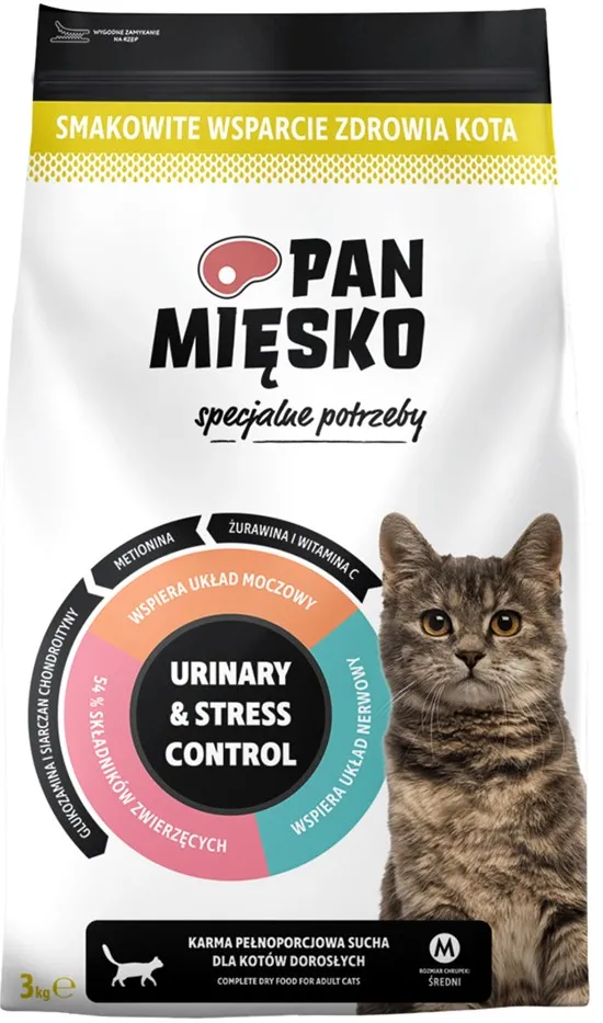 PAN MIĘSKO Urinary & Stress Control Turkey - dry cat food - 3kg