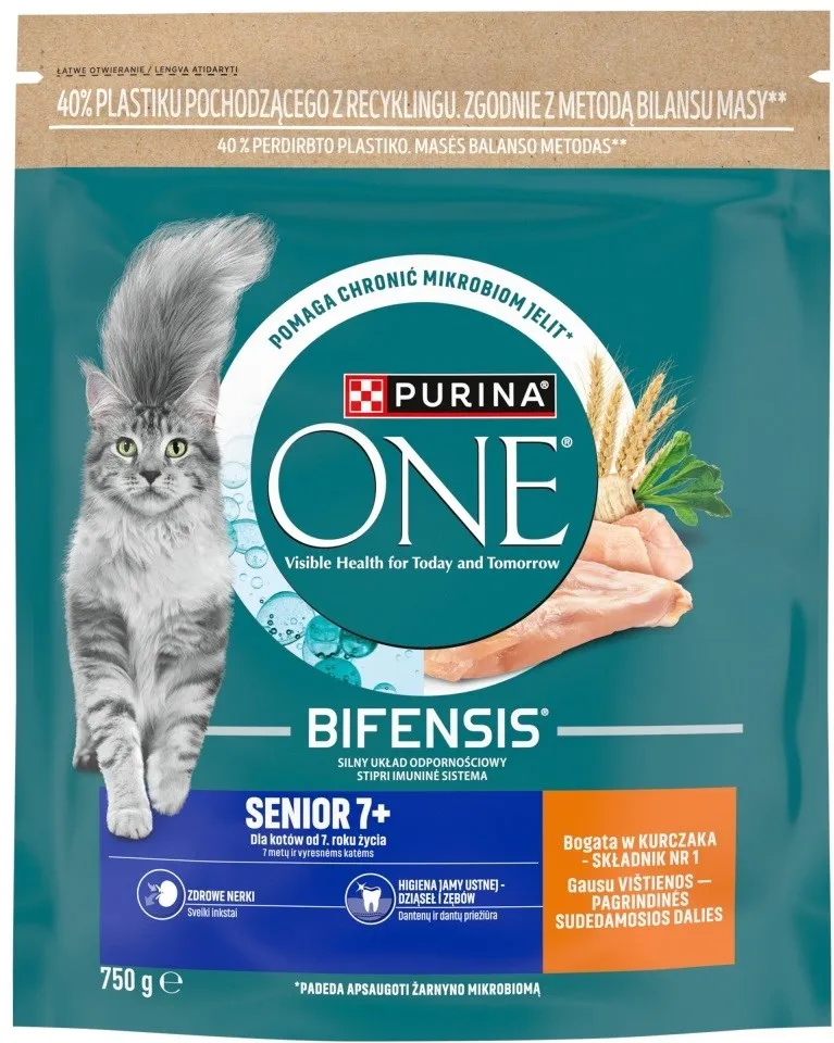 PURINA One Bifensis Senior 7+ Rich in chicken - dry cat food - 750g