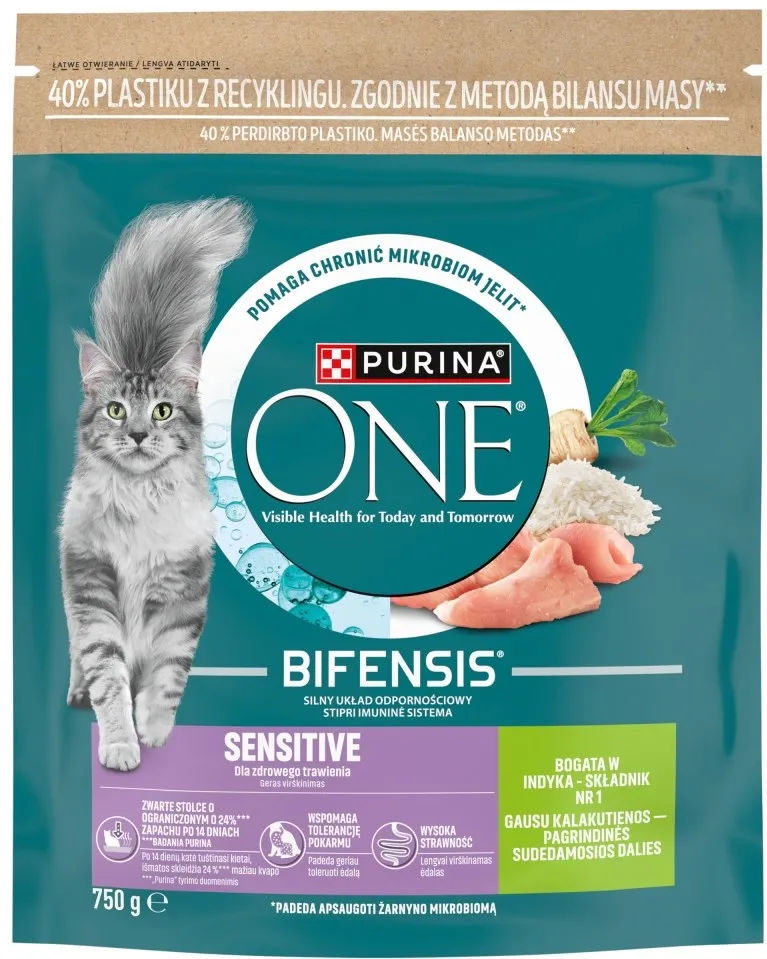 PURINA One Bifensis Sensitive Rich in turkey - dry cat food - 750g