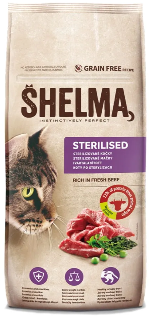 SHELMA Sterilised Beef - dry cat food - 8kg
