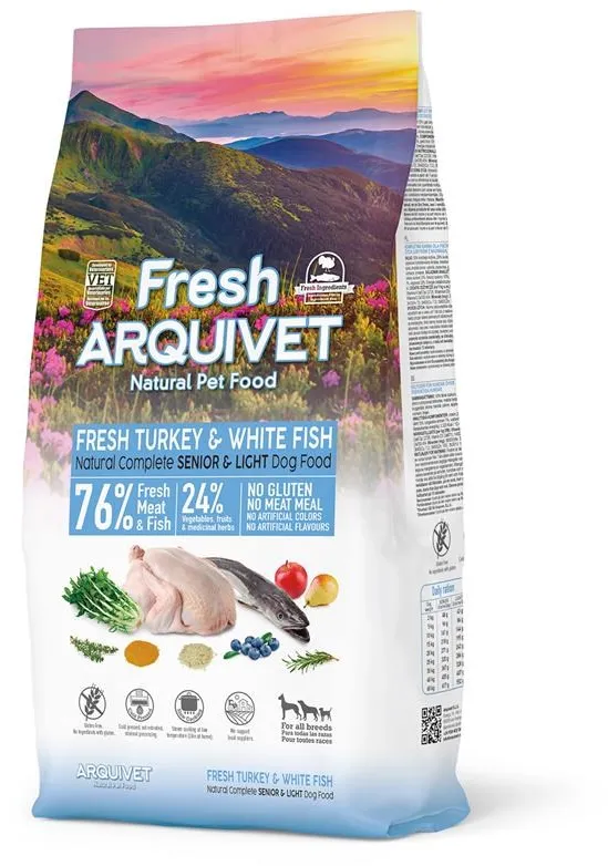 ARQUIVET Fresh Senior & Light Turkey and Fish - semi-moist dog food - 10 kg