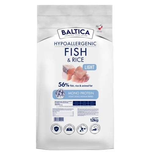 BALTICA Nutraceutic Hypoallergenic Light M Fish with rice - dry dog food - 12kg