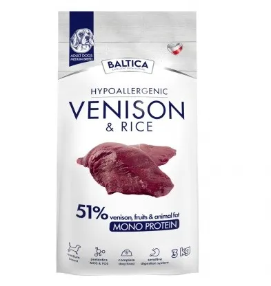 BALTICA Nutraceutic Hypoallergenic Medium breeds Venison with rice - dry dog food - 3kg