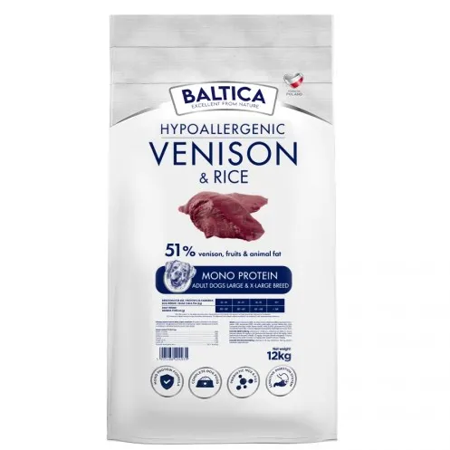 BALTICA Nutraceutic Hypoallergenic Large and X-Large breeds Venison with rice - dry dog food - 12kg