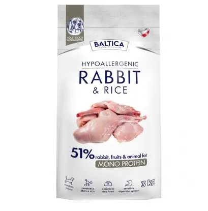 BALTICA Nutraceutic Hypoallergenic M Rabbit with rice - dry dog food - 3kg