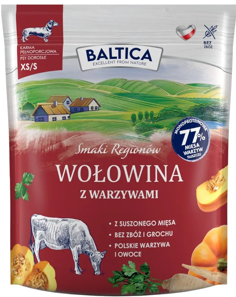 BALTICA Smaki regionów Beef with vegetables Small breeds Mono - dry dog food - 1kg