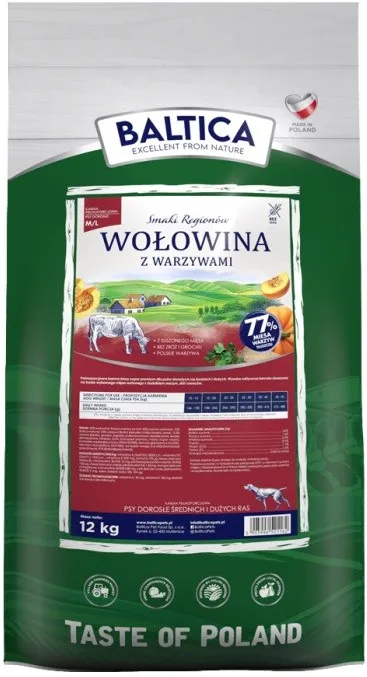 BALTICA Smaki regionów Medium and large breeds Beef with vegetables - dry dog food - 12kg
