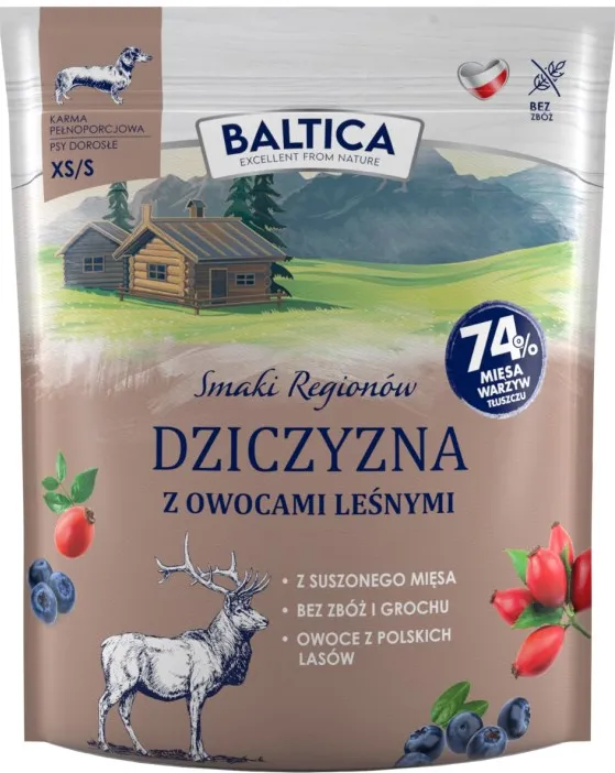 BALTICA Smaki regionów Small breeds Venison with forest fruits - dry dog food - 1kg