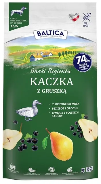 BALTICA Smaki regionów Small breeds Duck with pear - dry dog food - 3kg